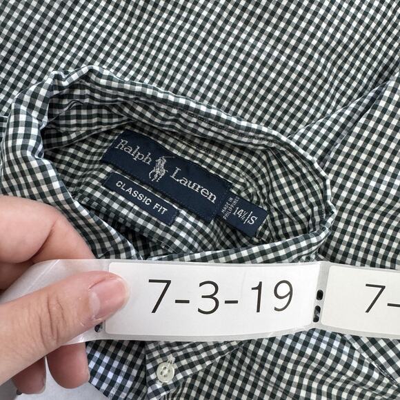Ralph Lauren Shirt Mens Small Green Gingham Classic Fit Button Down Long Sleeve - Picture 3 of 5